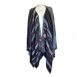 FREE PEOPLE Knit Poncho, Bold Stripes. GREAT over denim! Small (oversized!)